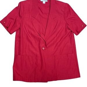 Vintage 90s Radcliffe Sag Harbor Red Blazer Top Shoulder Pads Size 12